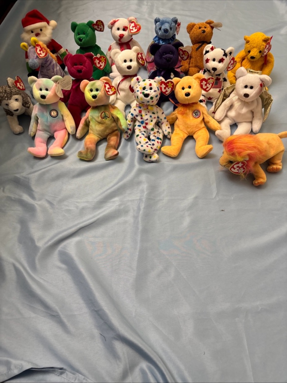 TY Beanie Babies Lot Of 18 Bears Lion Santa